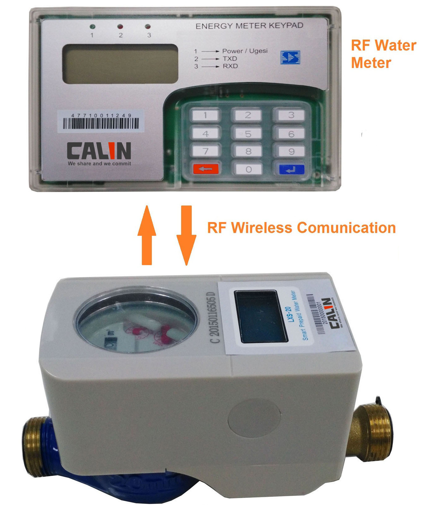 LCD показывает беспроволочный счетчика воды, батарею управляемая предоплащенная водой разделенная метрами связь CIU RF
